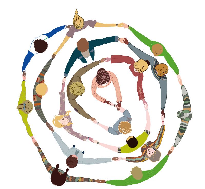 Bild: viele Menschen halten sich an den Händen und bilden einen großen Kreise